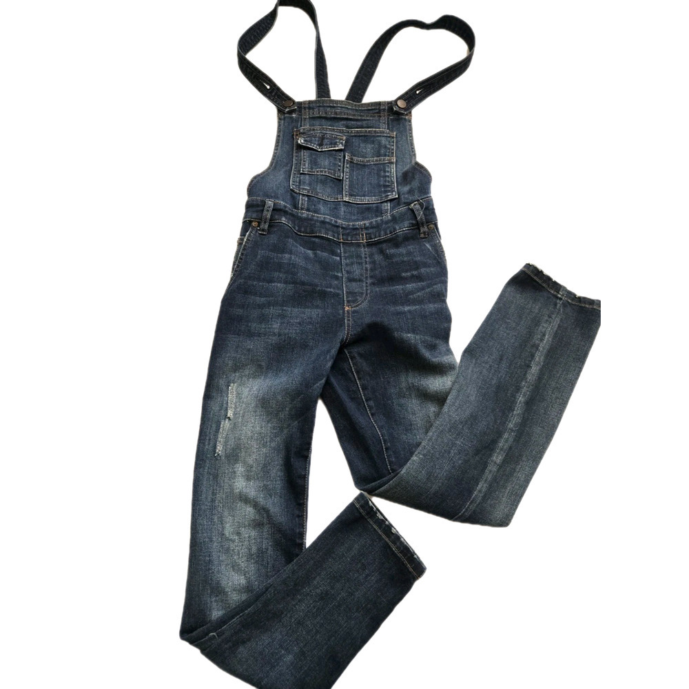 Free People Women’s Blue Denim‎ Straight Leg Overall Jumpsuit Size: 25 EUC